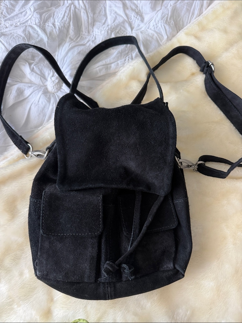 Urban Outfitters Black Suede Mini Backpack